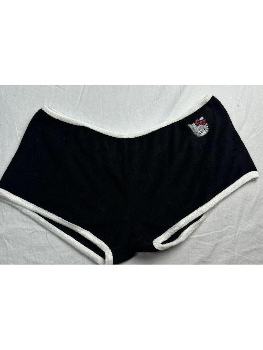 Vintage Y2K Hello Kitty Sanrio Plush Knit Micro Mini Lounge Sleep Shorts M 42-19